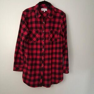 Buffalo Plaid Shirt Red Black Elbow Patch CANADIANA 100% Cotton Flannel Medium
